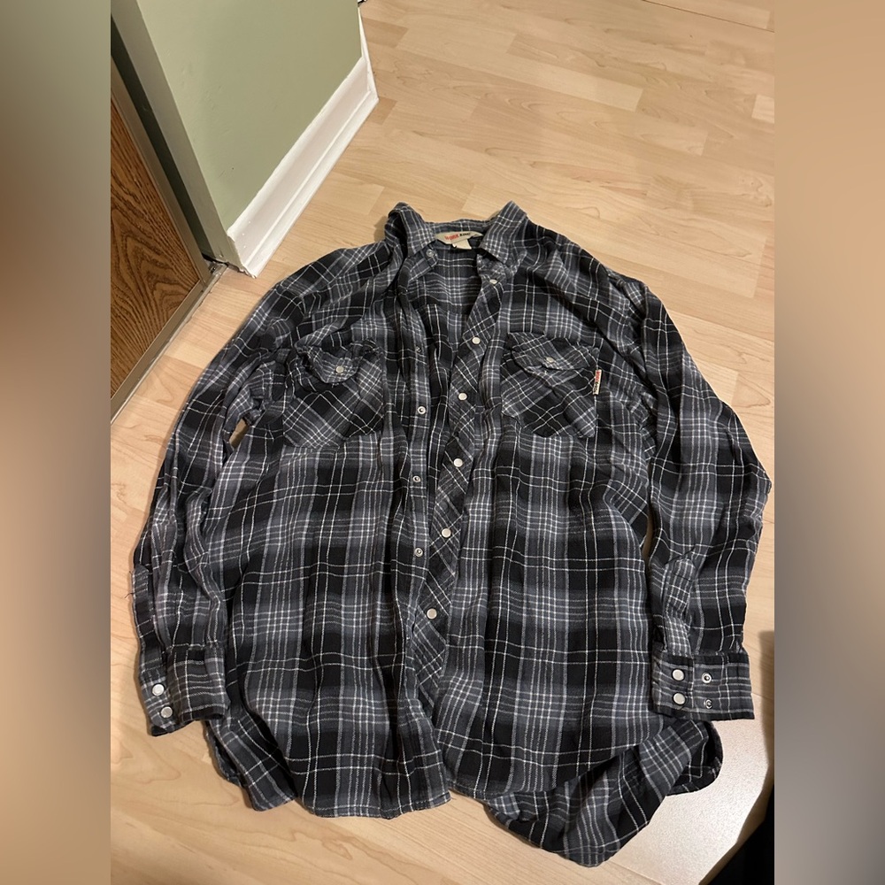 Black and White Plaid Button-Up Shirt